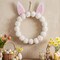 11.8-Inch Easter Bunny Pom Pom Wreath – Front Door & Wall Decor with Yarn Bunny Ears, Indoor & Outdoor Spring Easter Decoration